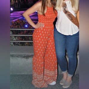 Chili Pepper Orange patterened jumpsuit